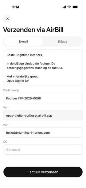Factuurmail vóór verzending